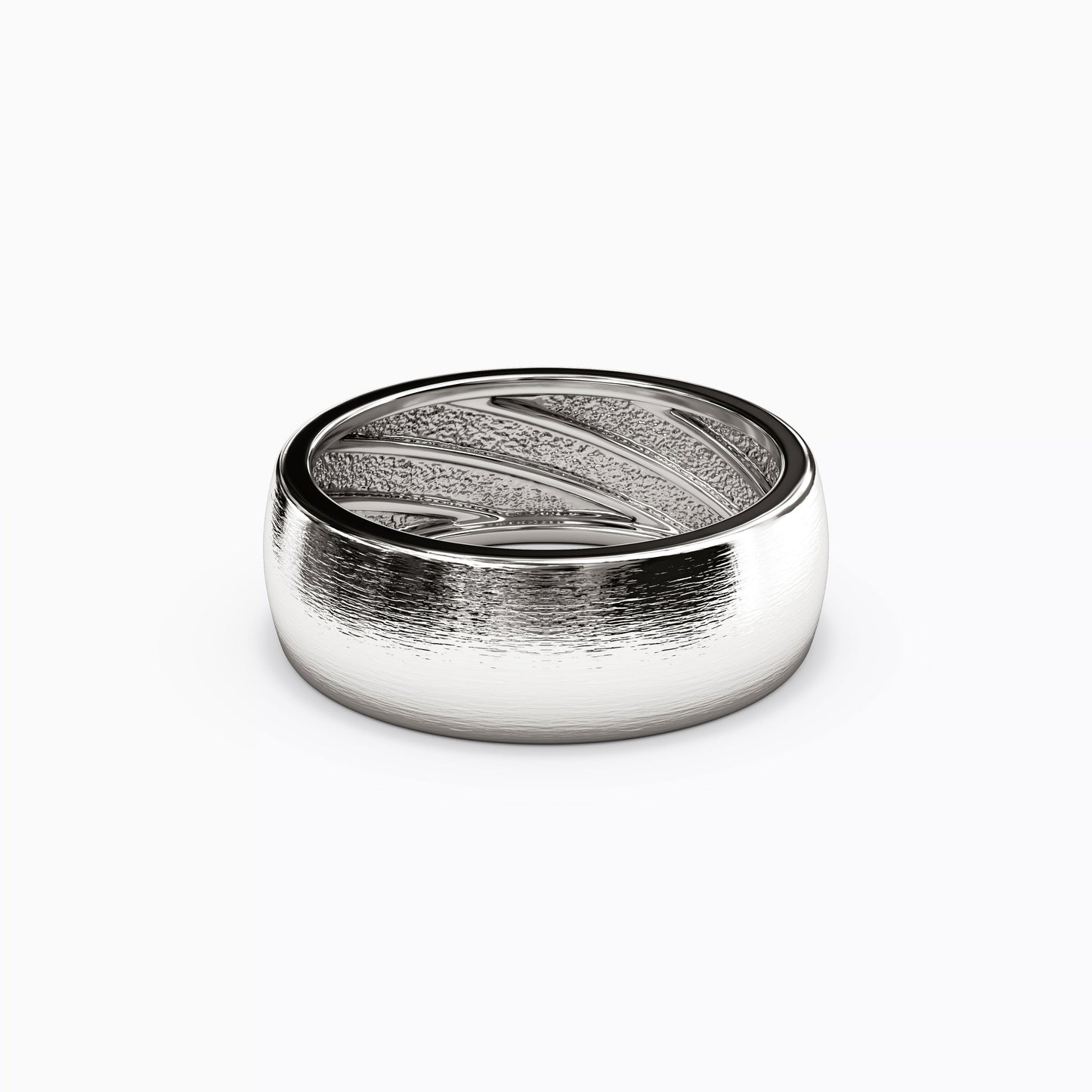 Dome Shaped Sandpaper Finish Wedding Band in 14K Gold