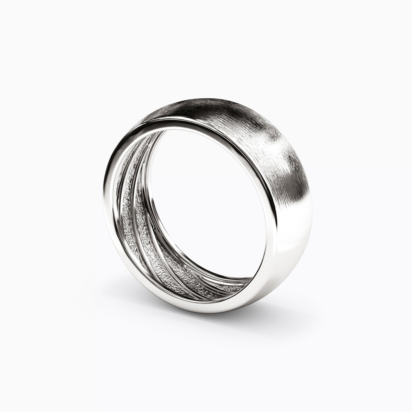 Dome Shaped Sandpaper Finish Wedding Band in 14K Gold