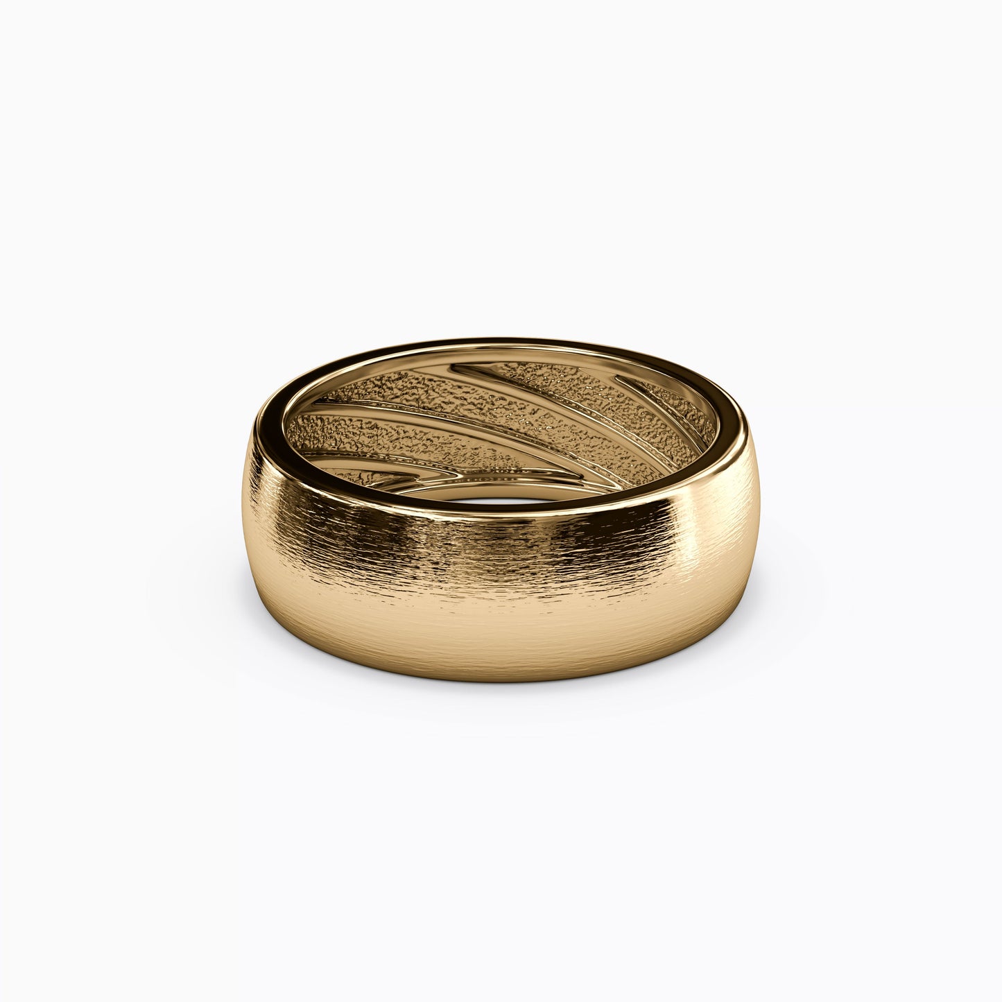 Dome Shaped Sandpaper Finish Wedding Band in 14K Gold