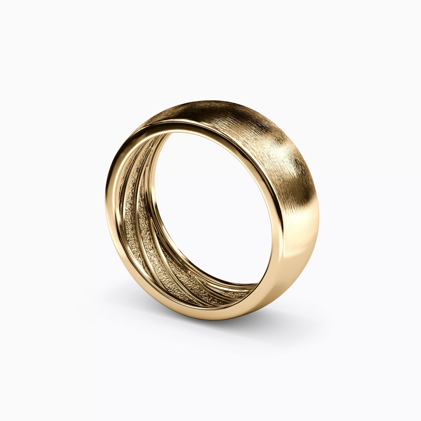Dome Shaped Sandpaper Finish Wedding Band in 14K Gold