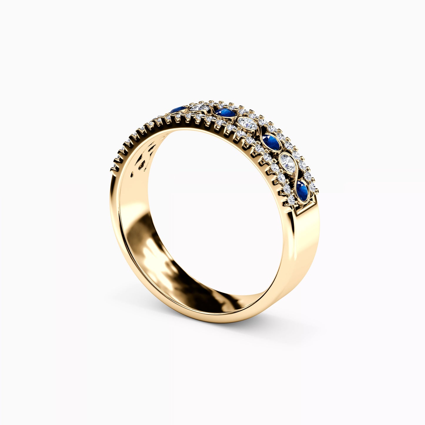 Sapphire and Diamond Infinity Row Ring in 14K Gold