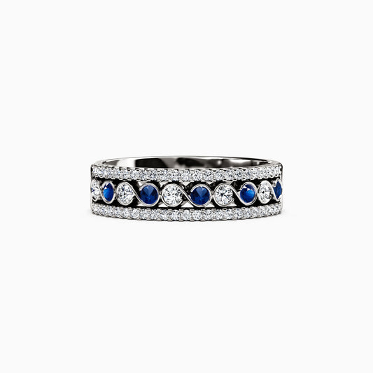 Sapphire and Diamond Infinity Row Ring in 14K Gold