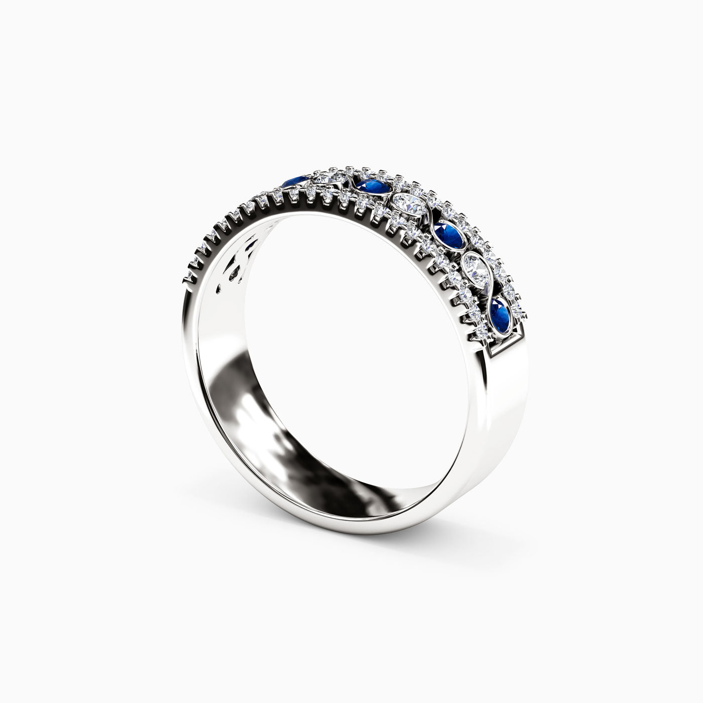 Sapphire and Diamond Infinity Row Ring in 14K Gold