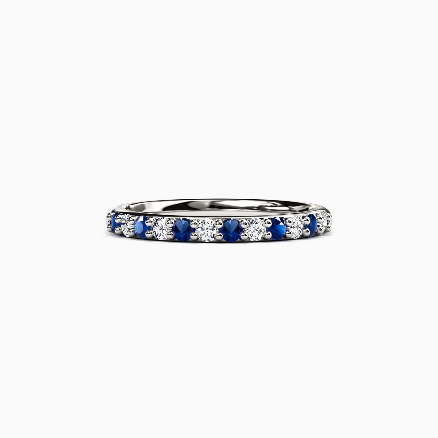 Diamond Sapphire Shared Prong Stackable Ring in 14K Gold