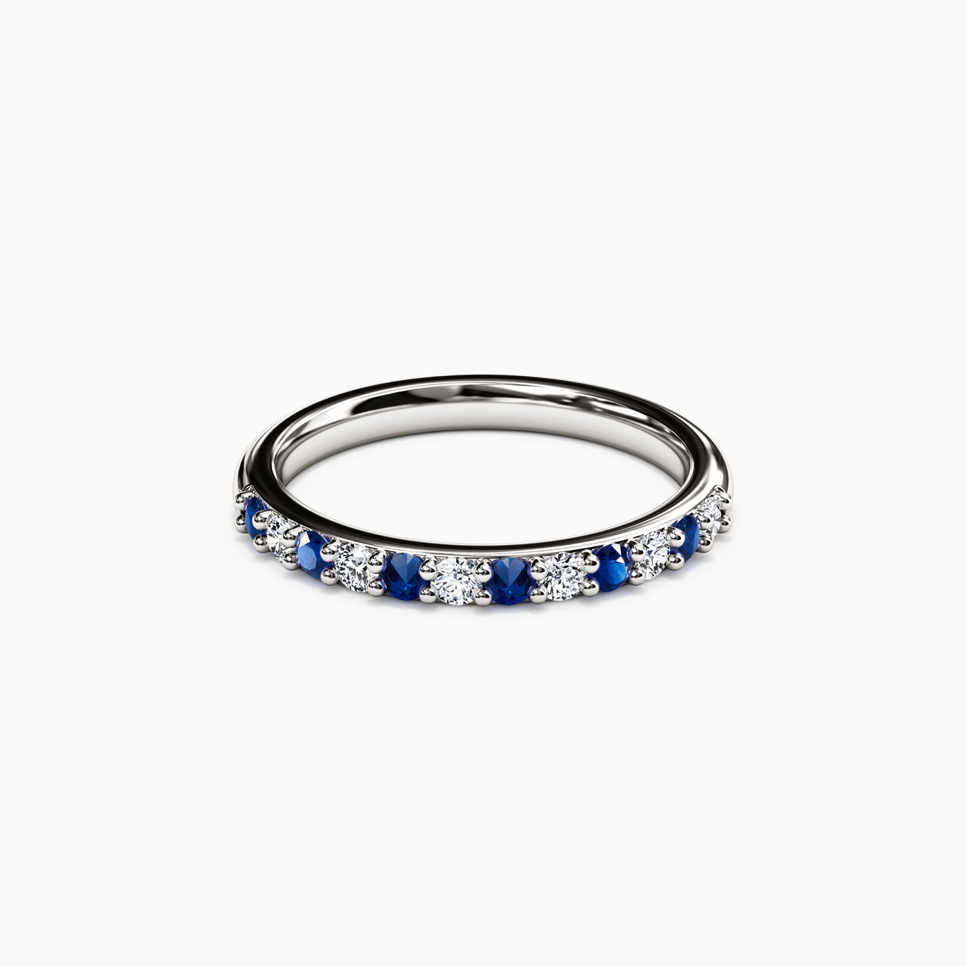 Diamond Sapphire Shared Prong Stackable Ring in 14K Gold