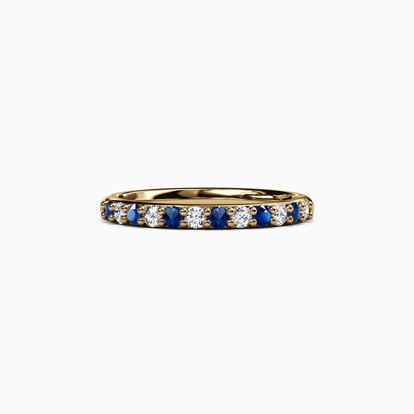 Diamond Sapphire Shared Prong Stackable Ring in 14K Gold
