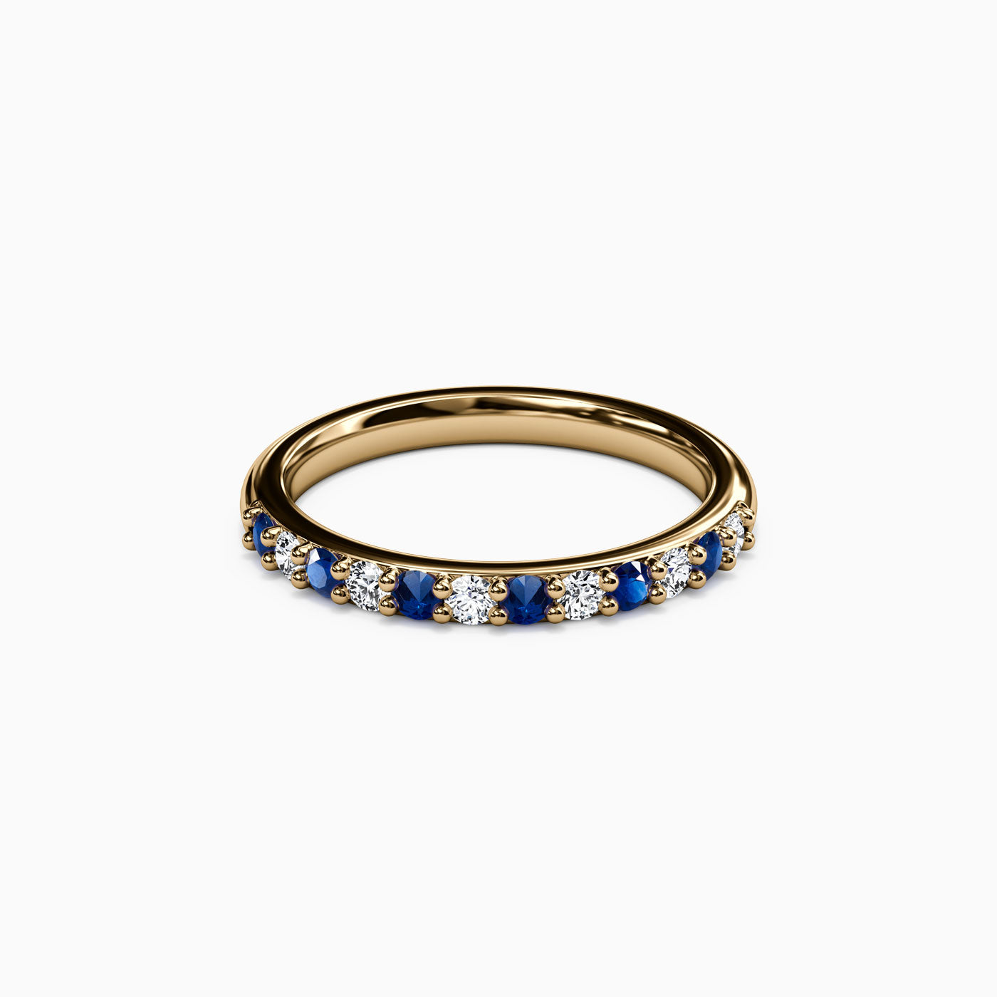 Diamond Sapphire Shared Prong Stackable Ring in 14K Gold